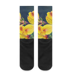 Yellow Alstroemeria Print Crew Socks