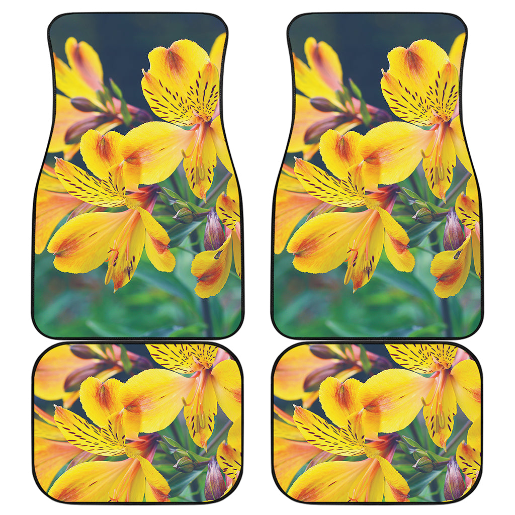 Yellow Alstroemeria Print Front and Back Car Floor Mats