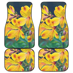 Yellow Alstroemeria Print Front and Back Car Floor Mats