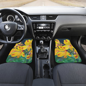 Yellow Alstroemeria Print Front and Back Car Floor Mats