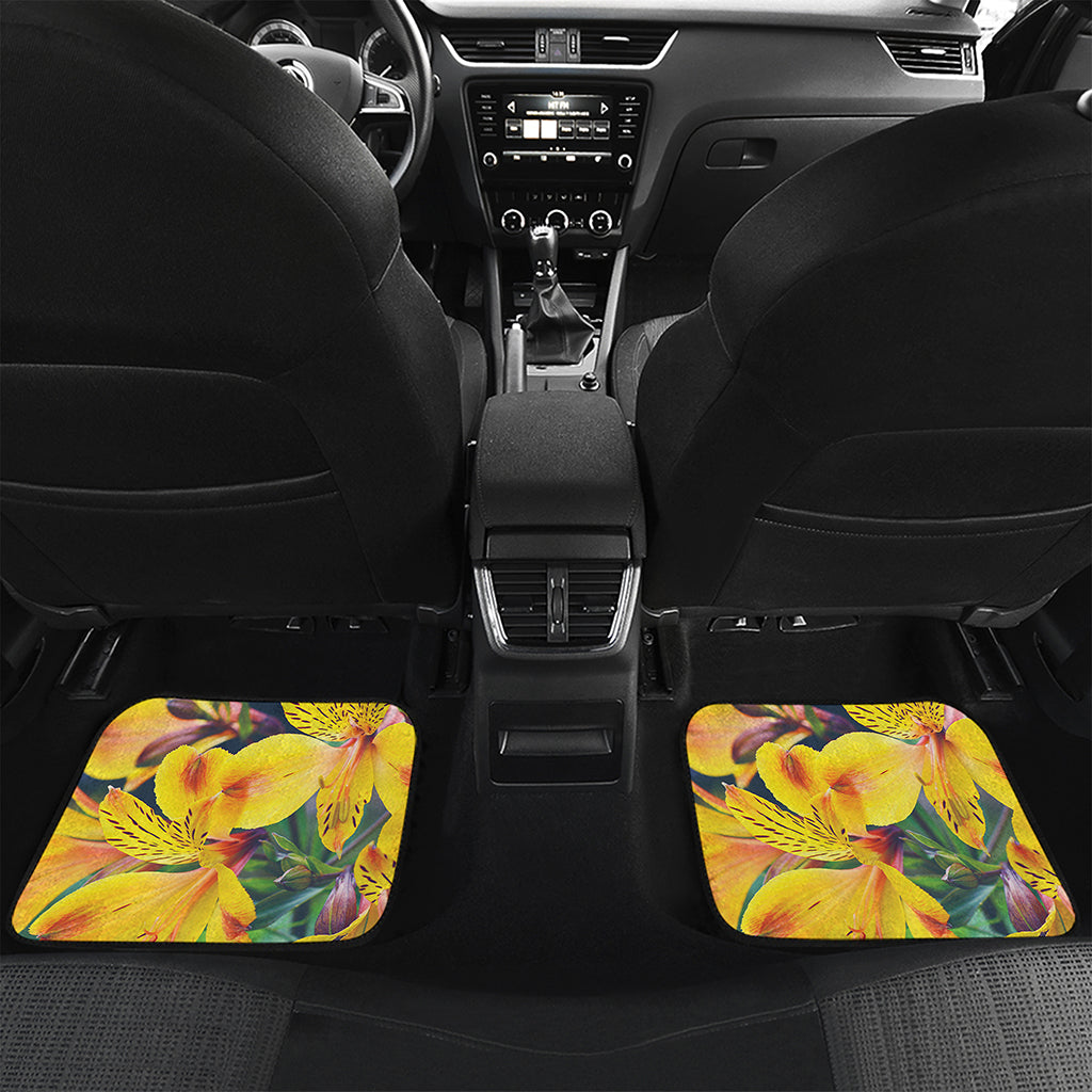 Yellow Alstroemeria Print Front and Back Car Floor Mats