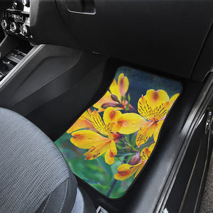 Yellow Alstroemeria Print Front and Back Car Floor Mats