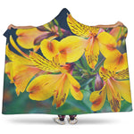 Yellow Alstroemeria Print Hooded Blanket