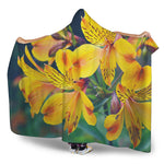 Yellow Alstroemeria Print Hooded Blanket