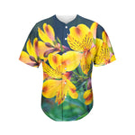 Yellow Alstroemeria Print Men's Baseball Jersey