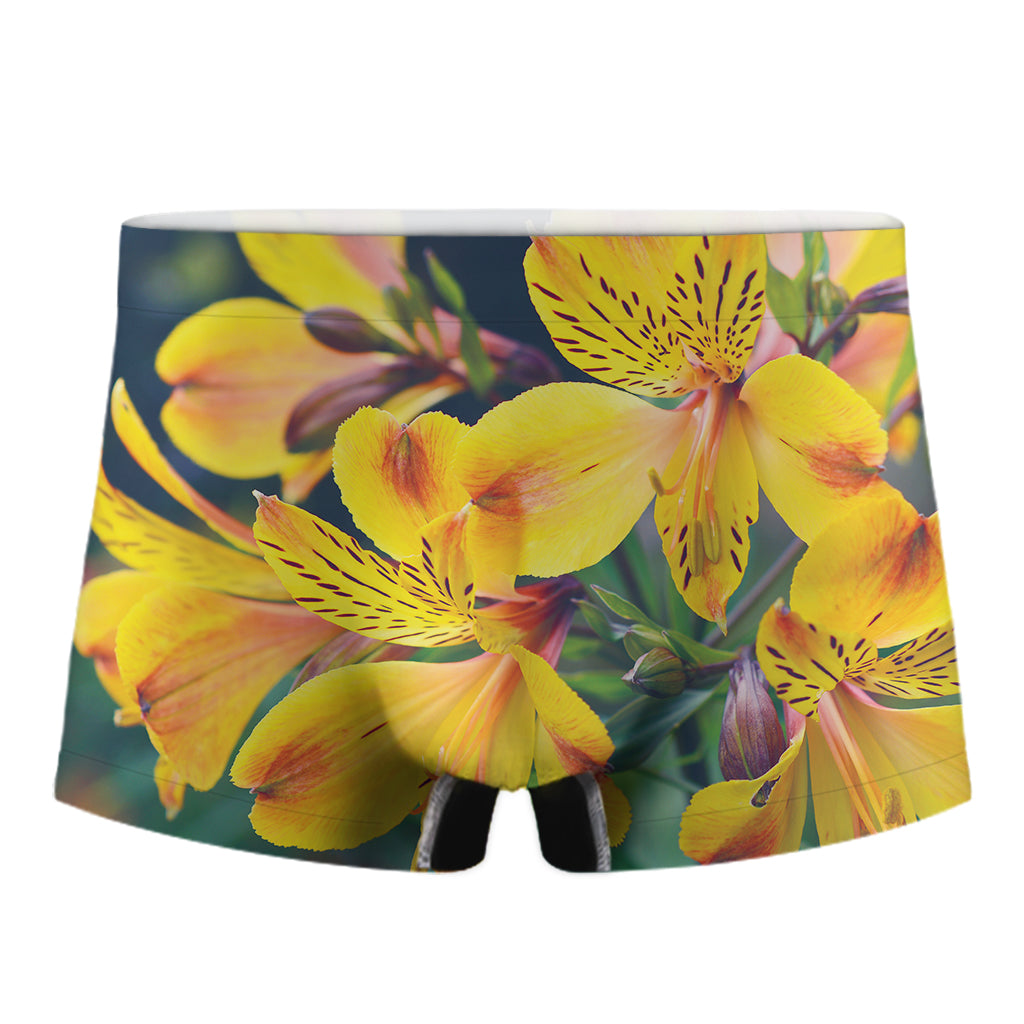 Yellow Alstroemeria Print Men's Boxer Briefs