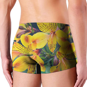 Yellow Alstroemeria Print Men's Boxer Briefs