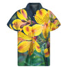 Yellow Alstroemeria Print Men's Short Sleeve Shirt