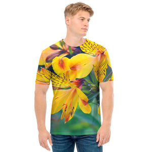 Yellow Alstroemeria Print Men's T-Shirt