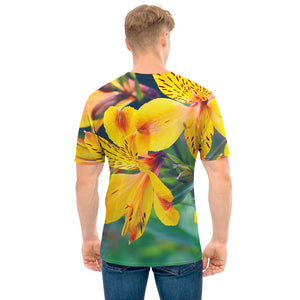 Yellow Alstroemeria Print Men's T-Shirt