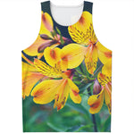 Yellow Alstroemeria Print Men's Tank Top