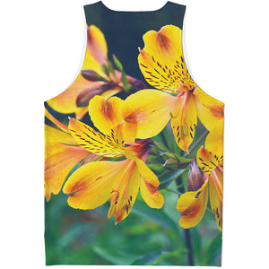 Yellow Alstroemeria Print Men's Tank Top