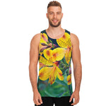 Yellow Alstroemeria Print Men's Tank Top