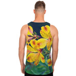 Yellow Alstroemeria Print Men's Tank Top