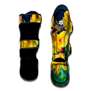 Yellow Alstroemeria Print Muay Thai Shin Guard