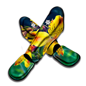 Yellow Alstroemeria Print Muay Thai Shin Guard