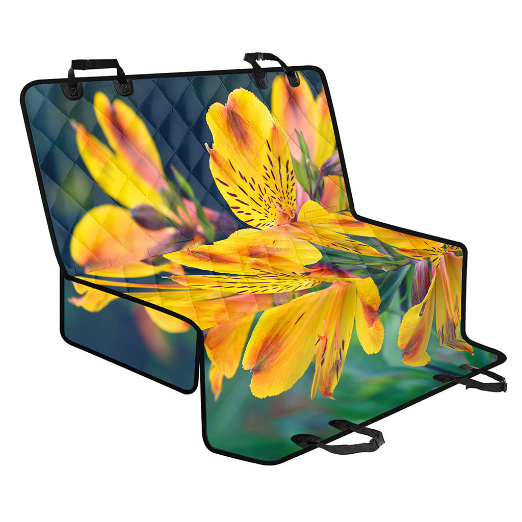 Yellow Alstroemeria Print Pet Car Back Seat Cover