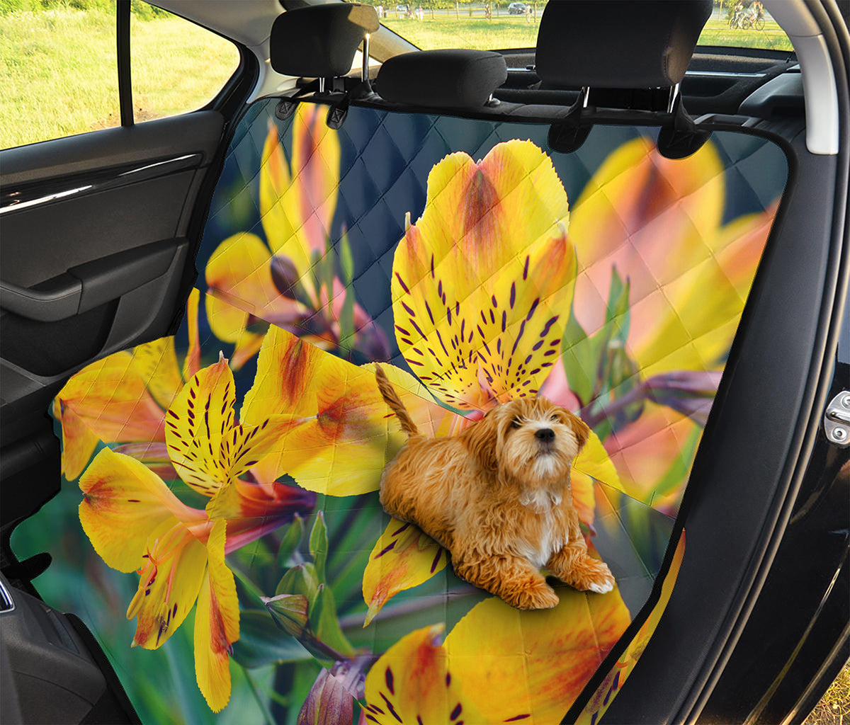 Yellow Alstroemeria Print Pet Car Back Seat Cover