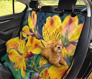 Yellow Alstroemeria Print Pet Car Back Seat Cover