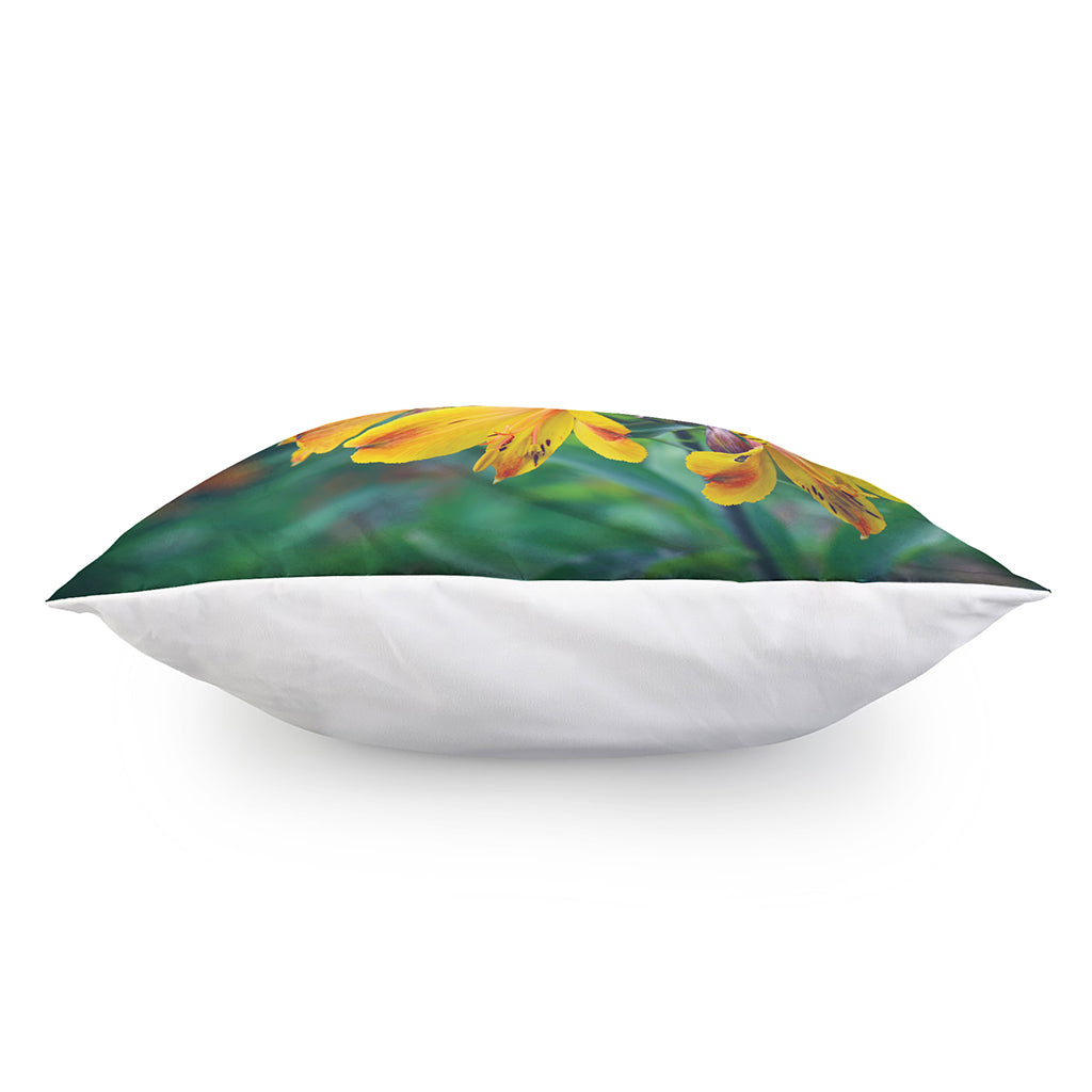 Yellow Alstroemeria Print Pillow Cover
