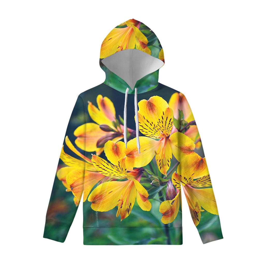 Yellow Alstroemeria Print Pullover Hoodie