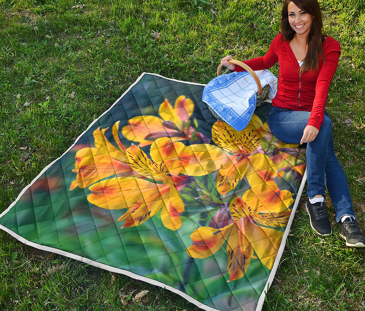 Yellow Alstroemeria Print Quilt