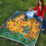 Yellow Alstroemeria Print Quilt