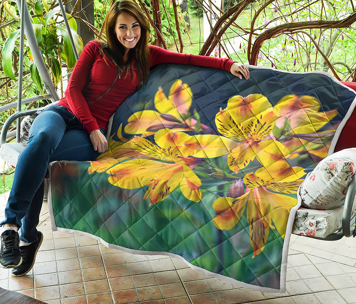 Yellow Alstroemeria Print Quilt