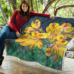 Yellow Alstroemeria Print Quilt