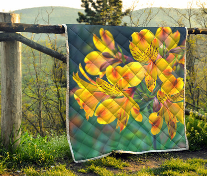 Yellow Alstroemeria Print Quilt
