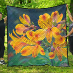 Yellow Alstroemeria Print Quilt