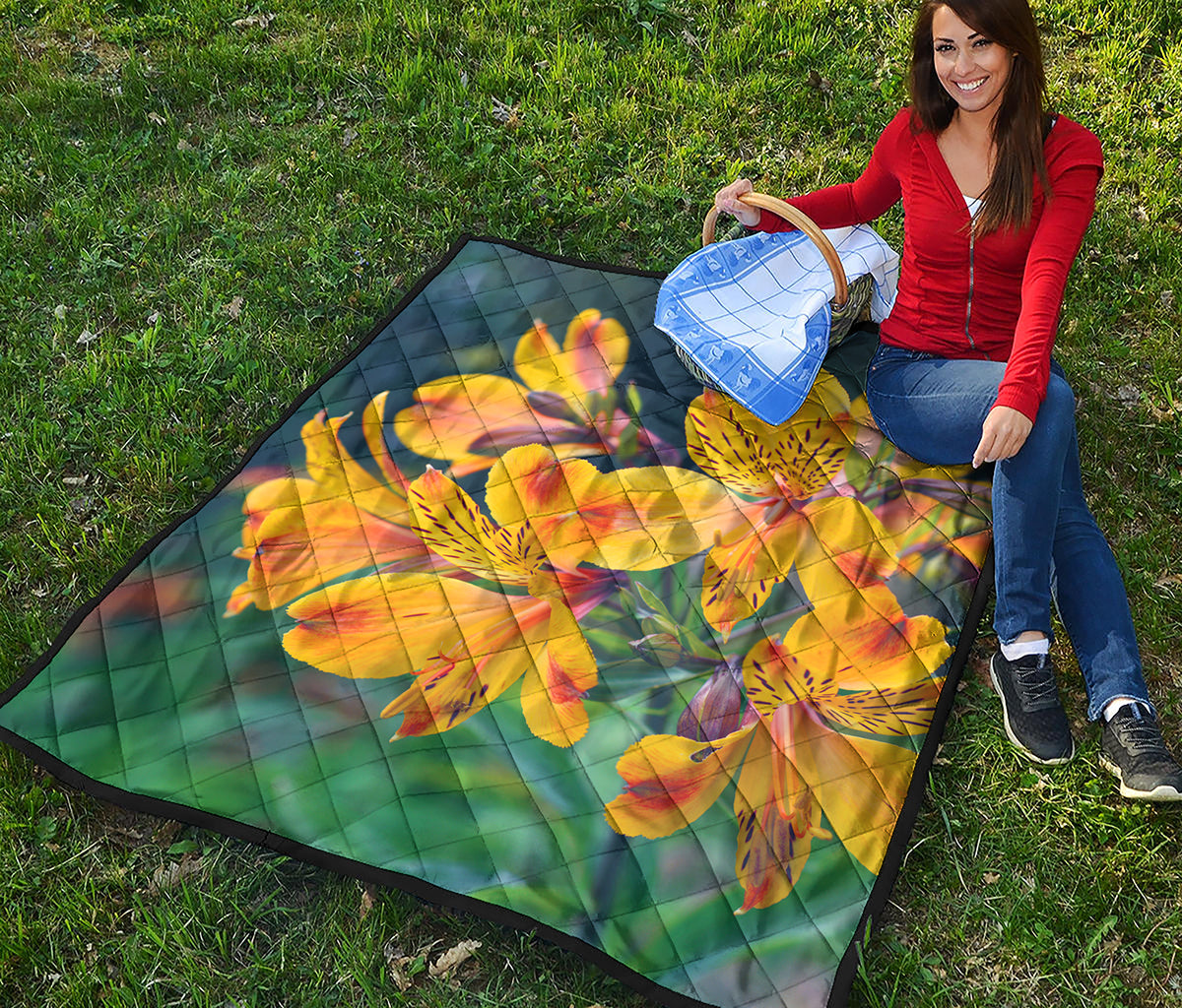 Yellow Alstroemeria Print Quilt