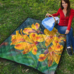 Yellow Alstroemeria Print Quilt