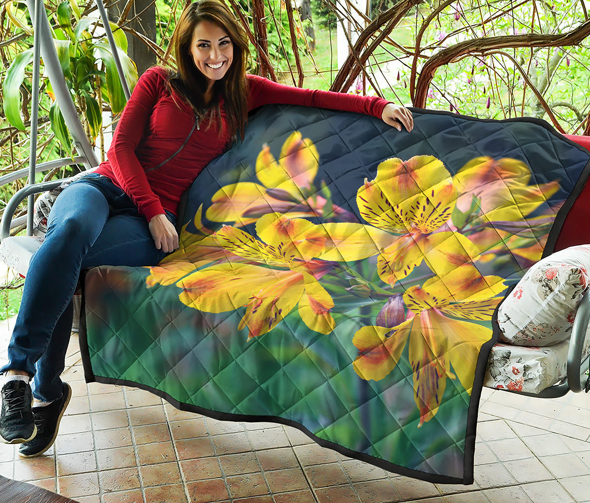 Yellow Alstroemeria Print Quilt