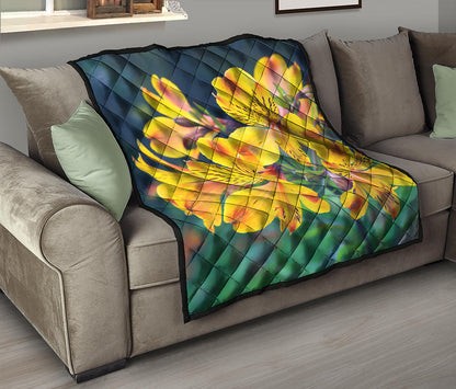 Yellow Alstroemeria Print Quilt