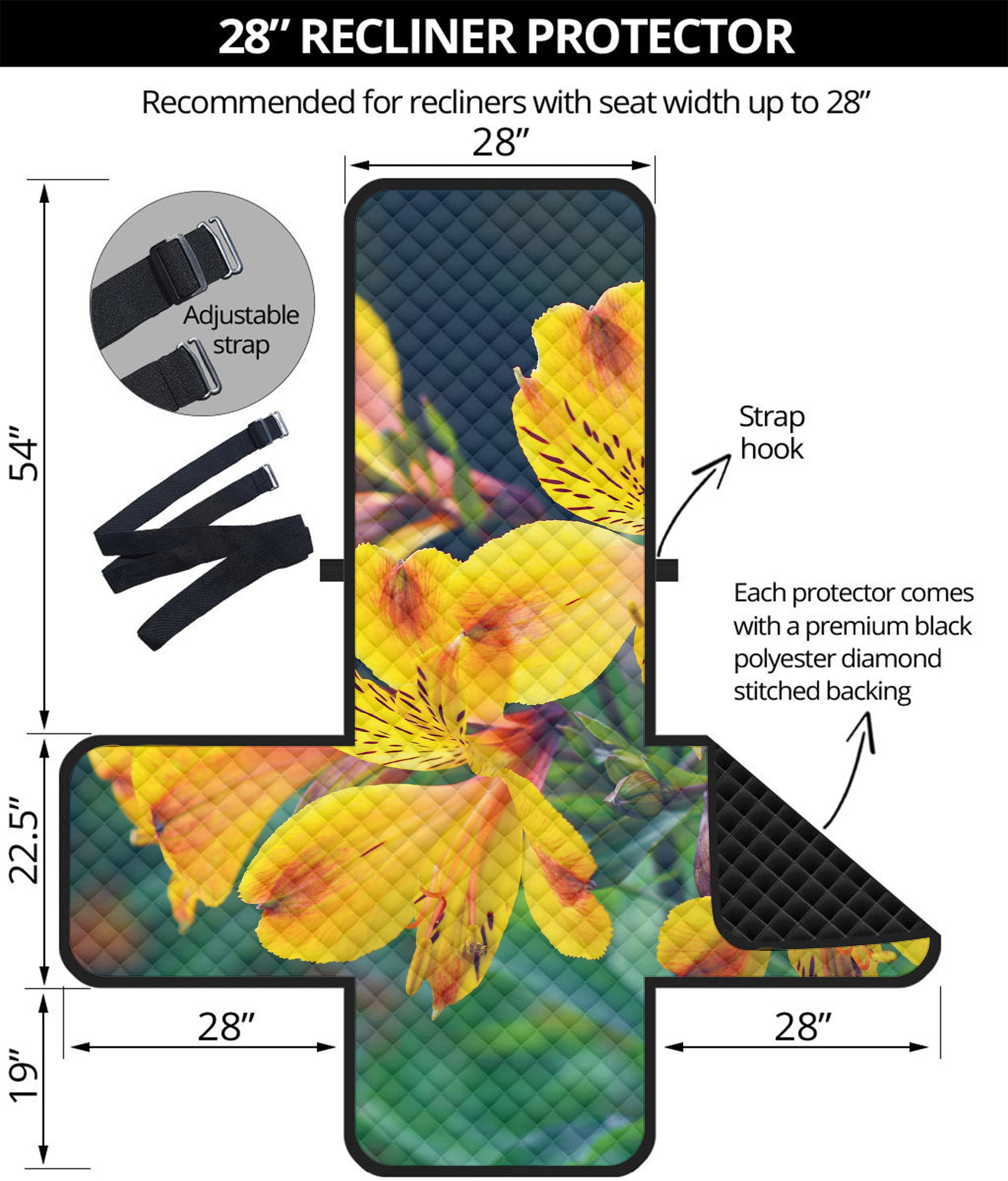 Yellow Alstroemeria Print Recliner Protector