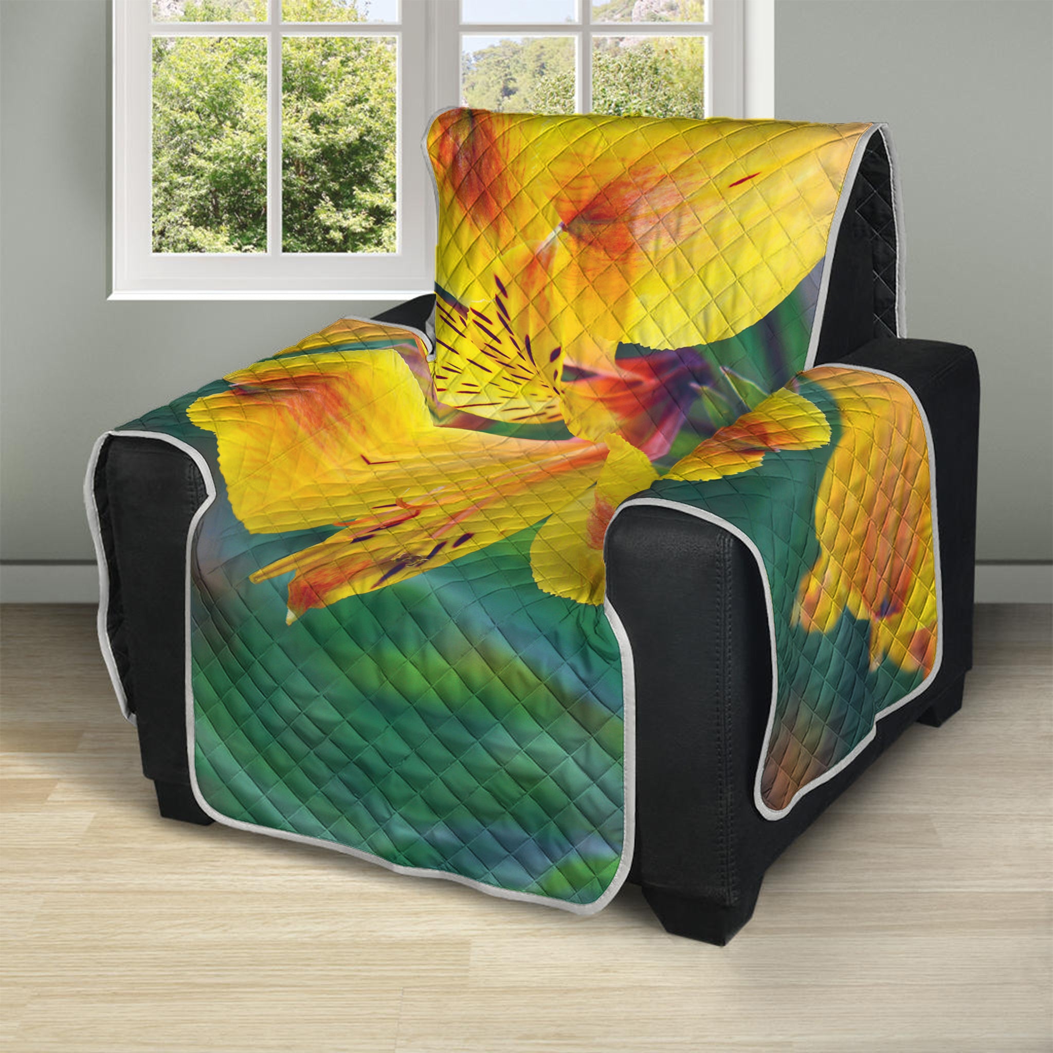 Yellow Alstroemeria Print Recliner Protector