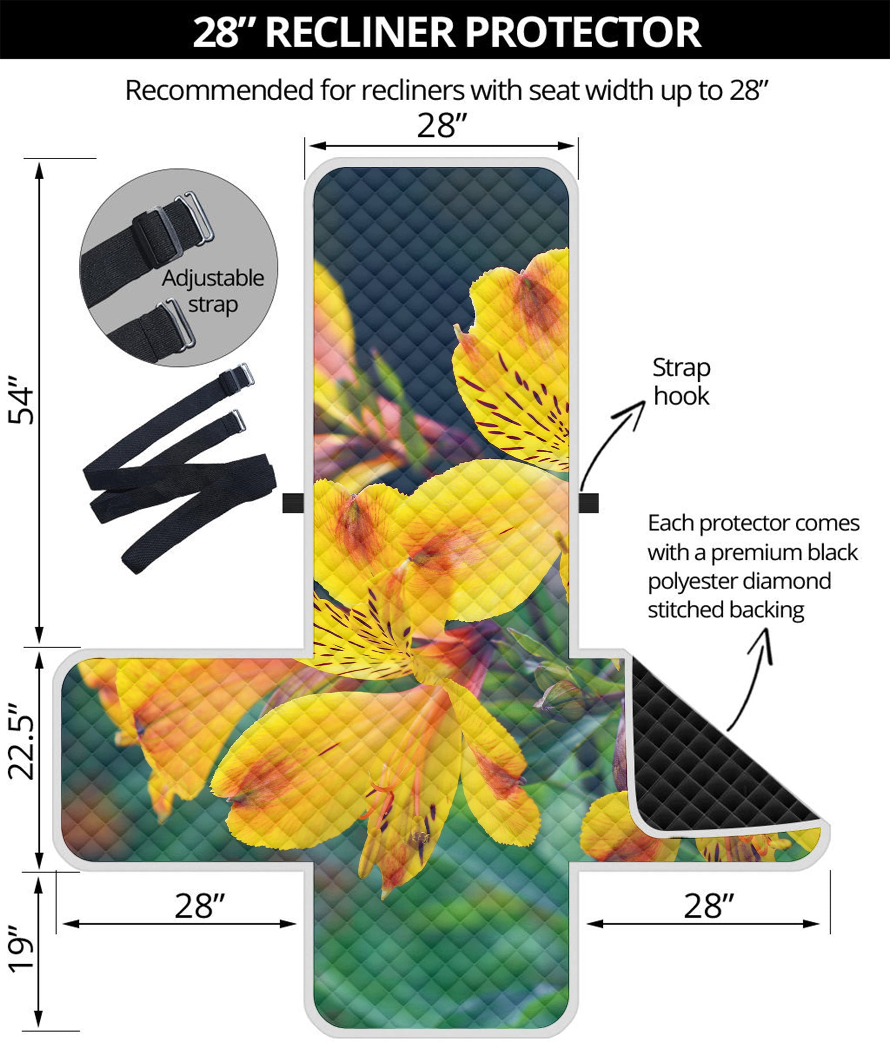 Yellow Alstroemeria Print Recliner Protector