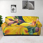 Yellow Alstroemeria Print Sofa Cover