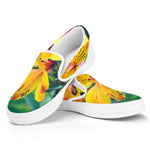 Yellow Alstroemeria Print White Slip On Shoes