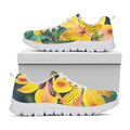 Yellow Alstroemeria Print White Running Shoes