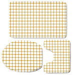 Yellow And Beige Tattersall Print 3 Piece Bath Mat Set