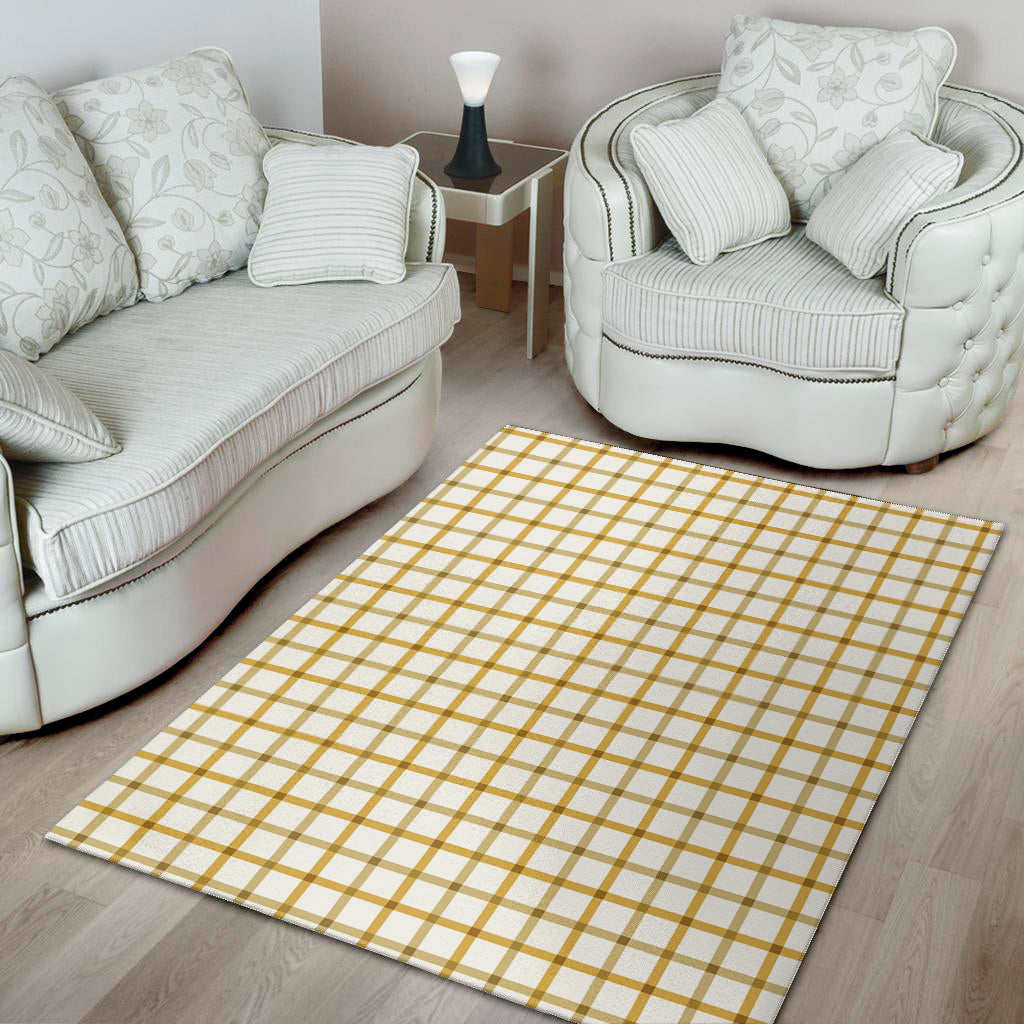 Yellow And Beige Tattersall Print Area Rug