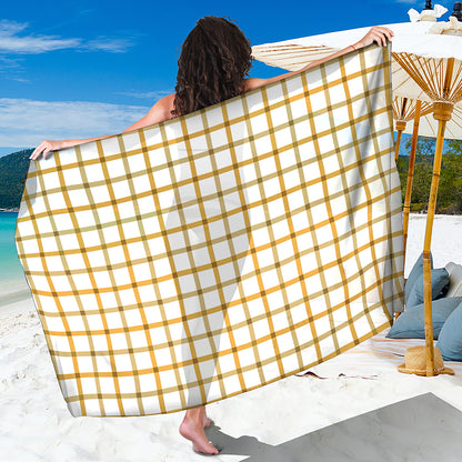 Yellow And Beige Tattersall Print Beach Sarong Wrap