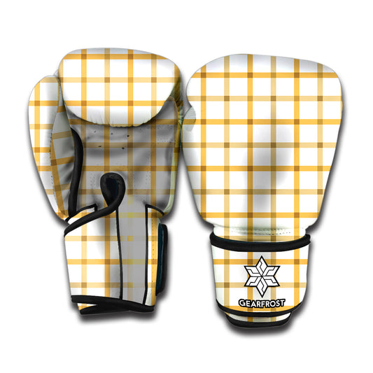 Yellow And Beige Tattersall Print Boxing Gloves