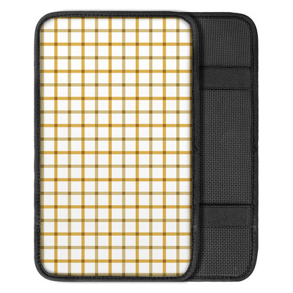Yellow And Beige Tattersall Print Car Center Console Cover