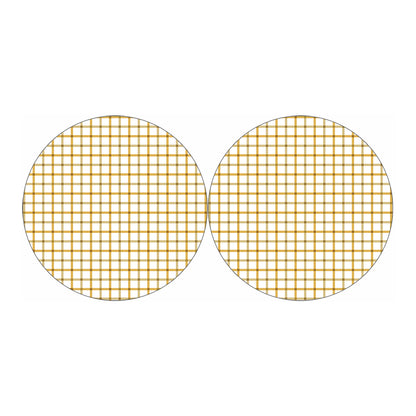 Yellow And Beige Tattersall Print Car Coasters