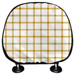 Yellow And Beige Tattersall Print Car Headrest Covers