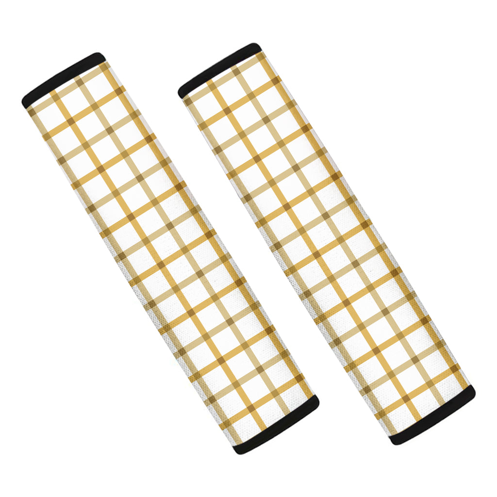 Yellow And Beige Tattersall Print Car Seat Belt Covers
