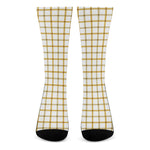 Yellow And Beige Tattersall Print Crew Socks